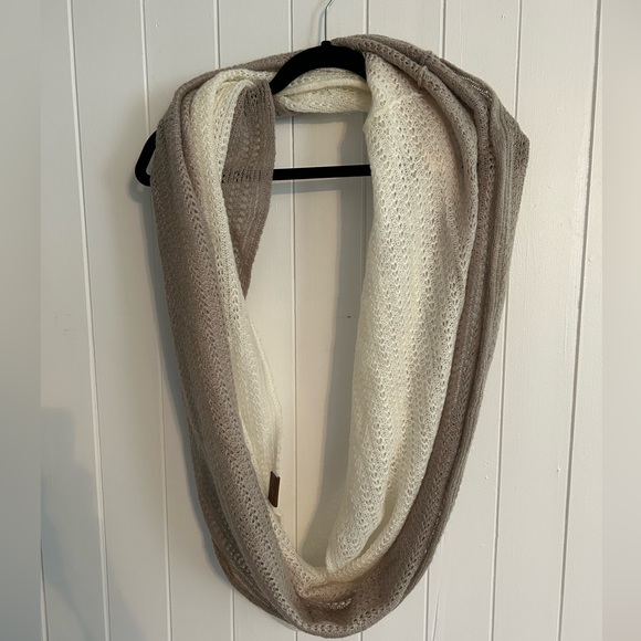 Beige and White Infinity Scarf by made for each other - Picture 2 of 5